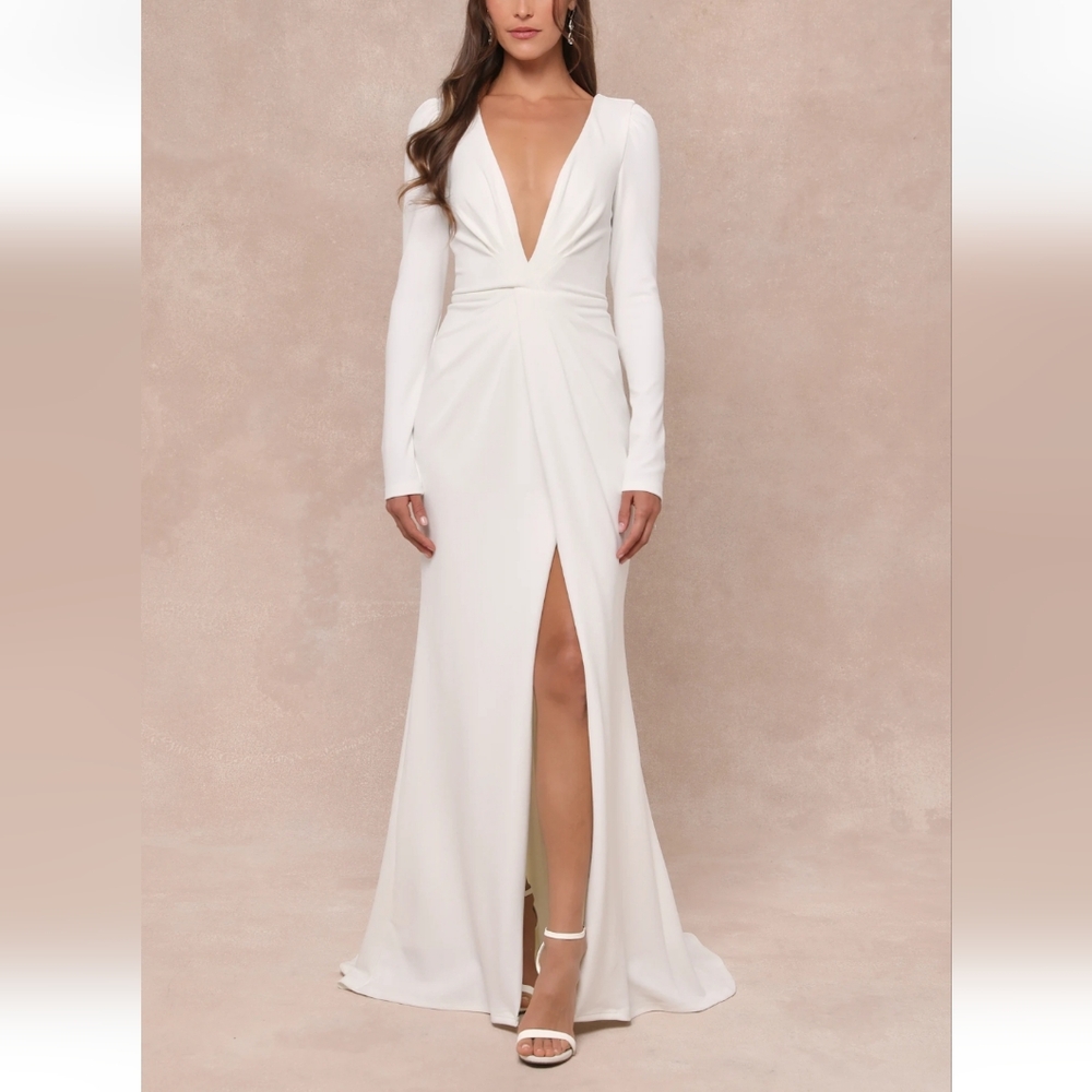 Lulu's Elegant White Maxi Dress